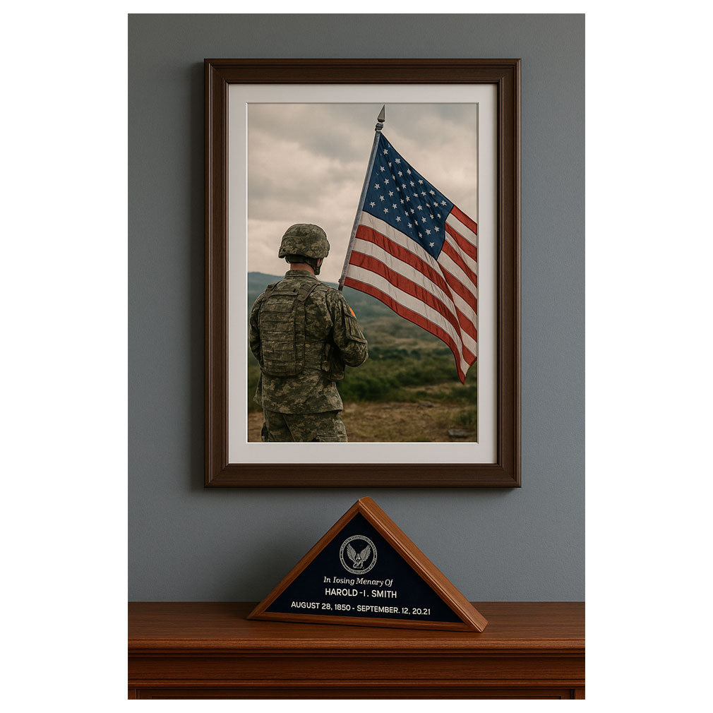 Burial military flag display case shadow box for 5 x 9.5 flag 