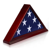Solid Wood Memorial Flag Display Case with Base - Real Glass Front - Wall Mounted Burial Flag Frame - American Veteran USA 5' x9.5' Folded Flags Shadow Box Solid Wood Memorial Flag Display Case with Base - Real Glass Front - W