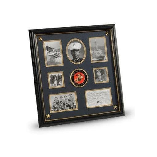 U.S. Marine Corps Medallion, Picture Collage Frame with Stars 
