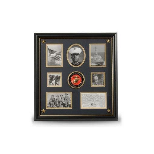 U.S. Marine Corps Medallion, Picture Collage Frame with Stars 
