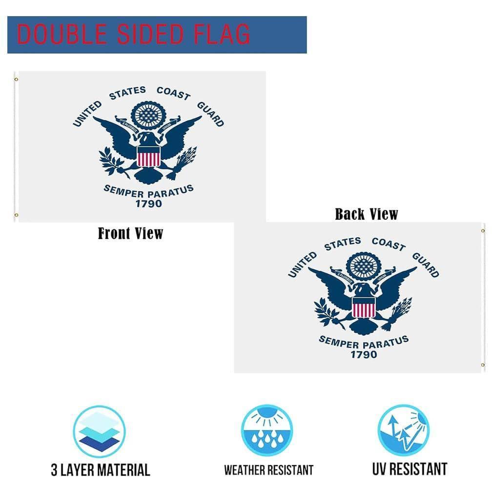 US Coast Guard Flag 3x5 Outdoor Double Sided US Coast Guard Flag 3x5 Outdoor Double Sided