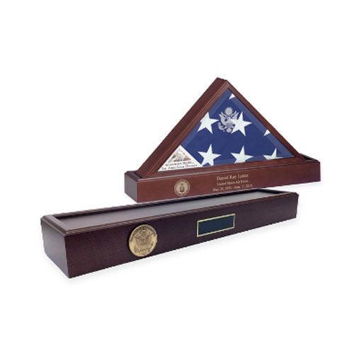 Flag and Personalized Pedestal Display Case Flag and Personalized Pedestal Display Case