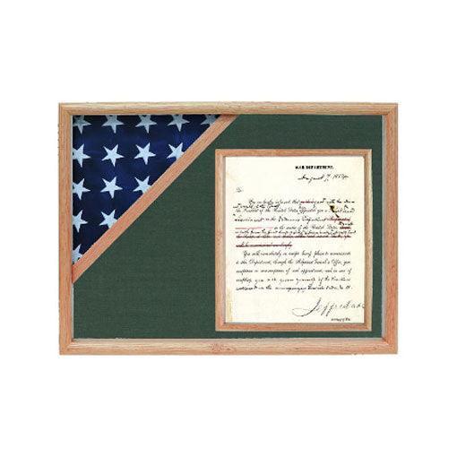 Oak Shadow box to hold a 3’x5’ flag with 8.5'x11' certificate Oak Shadow box to hold a 3’x5’ flag with 8.5'x11' certificate