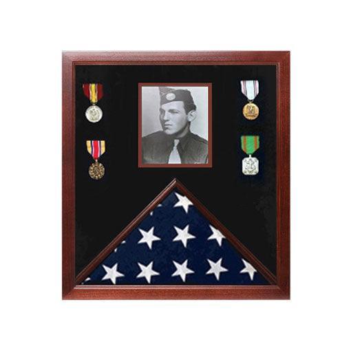 Photo Flag and Medal Display Case, Flag and Photo Frame Photo Flag and Medal Display Case, Flag and Photo Frame